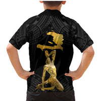 Haitian Negre Marron 1804 Family Matching Mermaid Dress and Hawaiian Shirt Black Polynesian Pattern