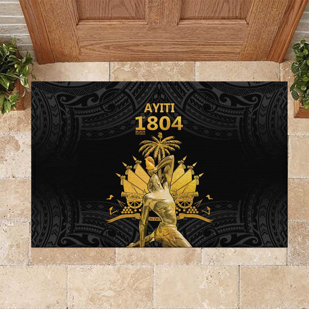 Haitian Negre Marron 1804 Rubber Doormat Black Polynesian Pattern LT9 Black - Polynesian Pride