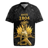Haitian Negre Marron 1804 Rugby Jersey Black Polynesian Pattern