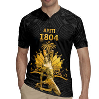 Haitian Negre Marron 1804 Rugby Jersey Black Polynesian Pattern