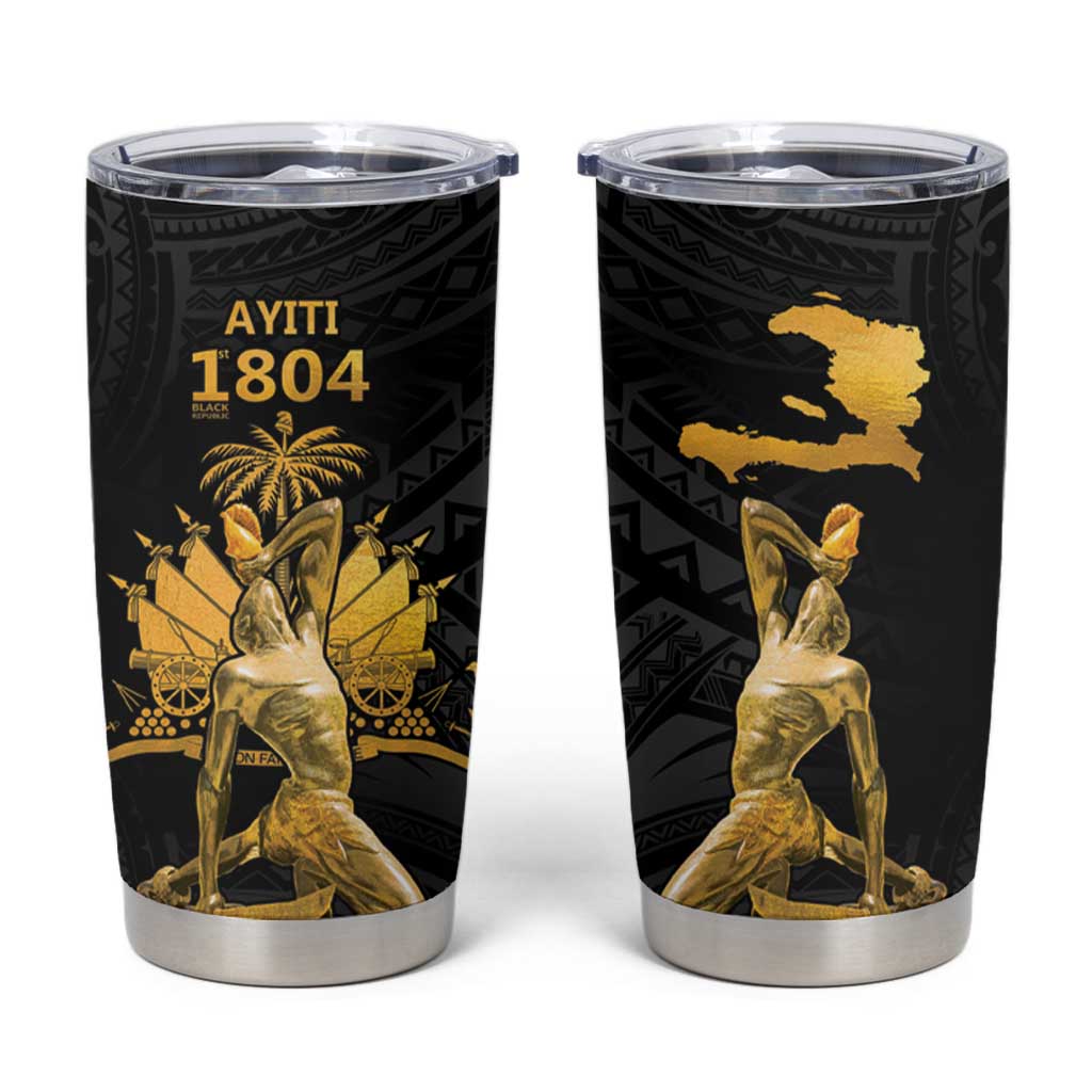 Haitian Negre Marron 1804 Tumbler Cup Black Polynesian Pattern