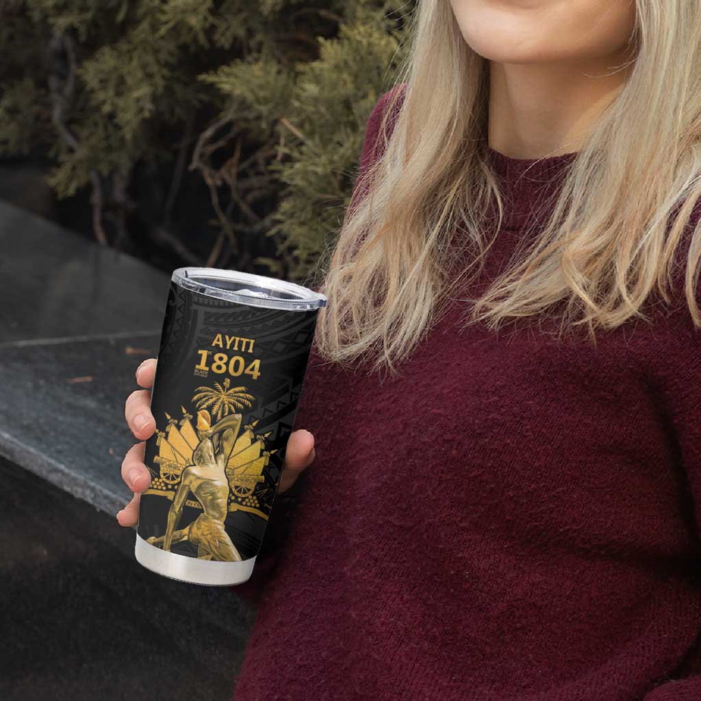 Haitian Negre Marron 1804 Tumbler Cup Black Polynesian Pattern