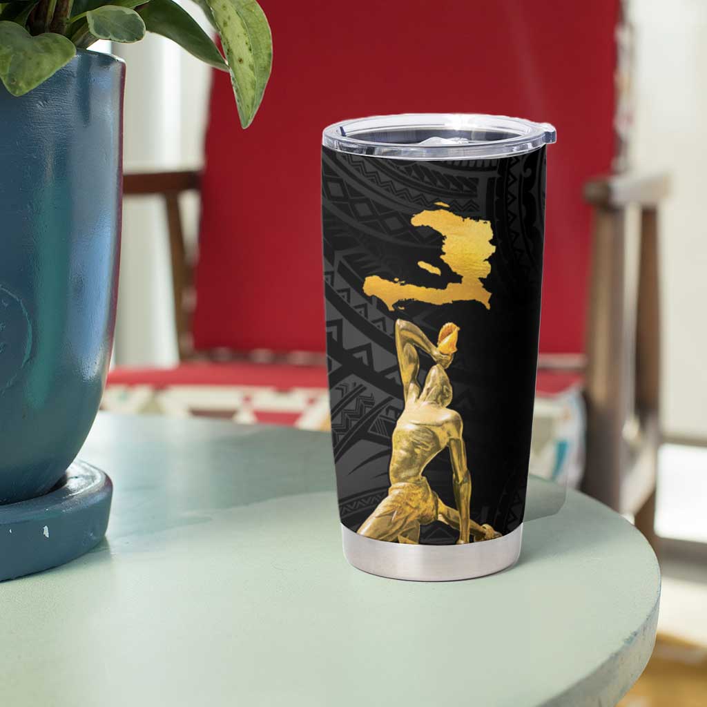 Haitian Negre Marron 1804 Tumbler Cup Black Polynesian Pattern