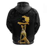 Haitian Negre Marron 1804 Zip Hoodie Black Polynesian Pattern