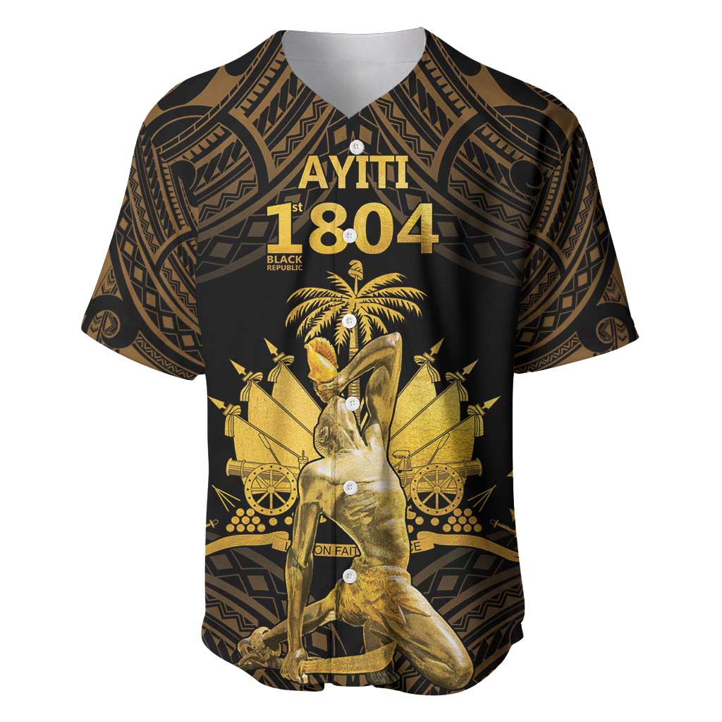 Haitian Negre Marron 1804 Baseball Jersey Gold Polynesian Pattern LT9 Gold - Polynesian Pride