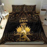 Haitian Negre Marron 1804 Bedding Set Gold Polynesian Pattern