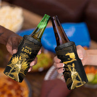 Haitian Negre Marron 1804 4 in 1 Can Cooler Tumbler Gold Polynesian Pattern