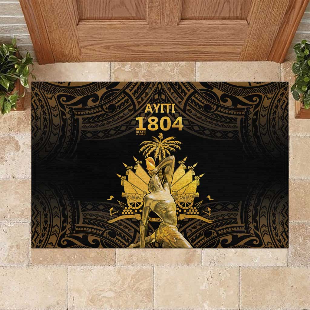 Haitian Negre Marron 1804 Rubber Doormat Gold Polynesian Pattern LT9 Gold - Polynesian Pride