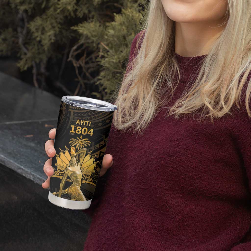 Haitian Negre Marron 1804 Tumbler Cup Gold Polynesian Pattern