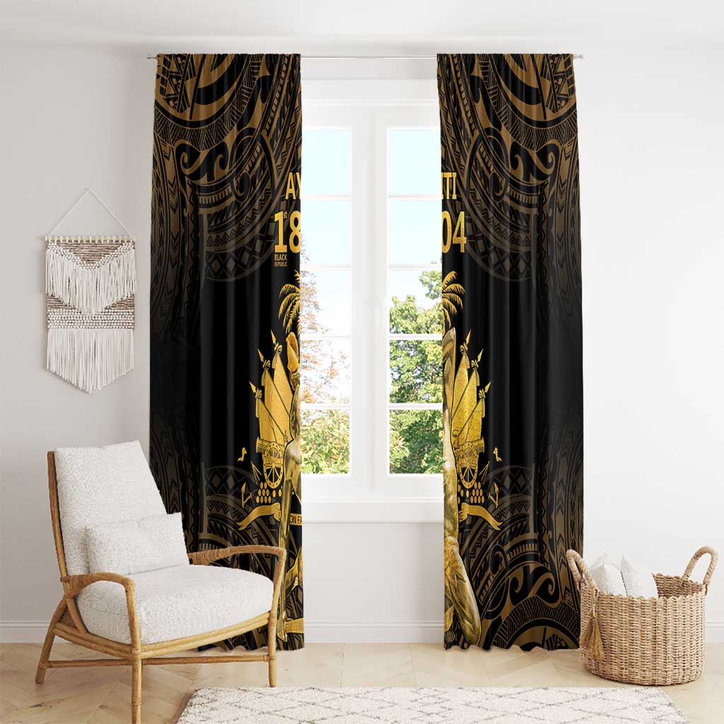 Haitian Negre Marron 1804 Window Curtain Gold Polynesian Pattern