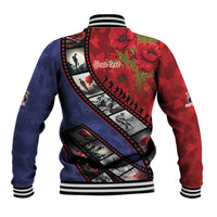 Personalised ANZAC Spirit 1915-2026 Filmstrip Tribute Baseball Jacket Lest We Forget 25 April LT9 - Polynesian Pride