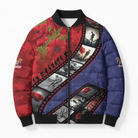 Personalised ANZAC Spirit 1915-2026 Filmstrip Tribute Bomber Puffer Jacket Lest We Forget 25 April LT9 Unisex Red - Polynesian Pride