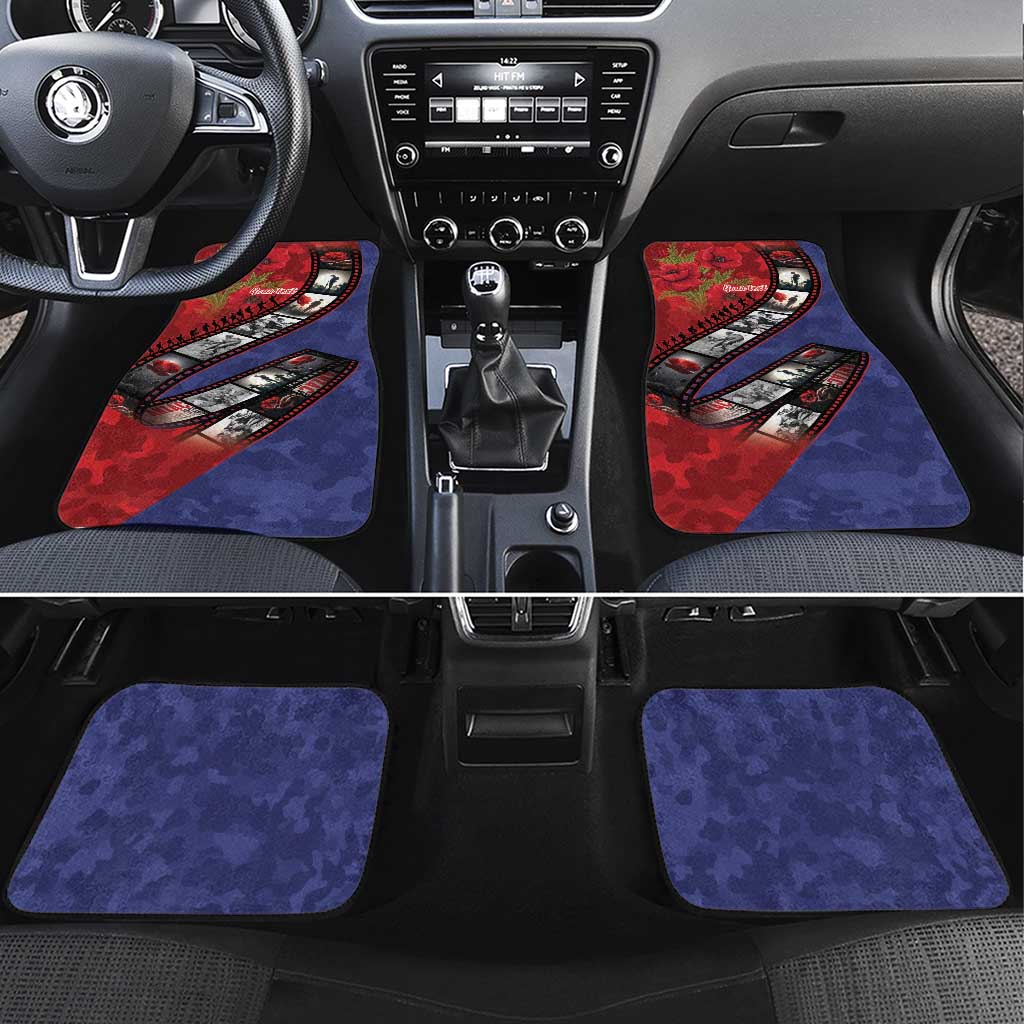 Personalised ANZAC Spirit 1915-2026 Filmstrip Tribute Car Mats Lest We Forget 25 April LT9 Set 4pcs Red - Polynesian Pride