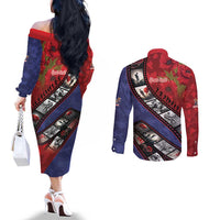 Personalised ANZAC Spirit 1915-2026 Filmstrip Tribute Couples Matching Off The Shoulder Long Sleeve Dress and Long Sleeve Button Shirt Lest We Forget 25 April