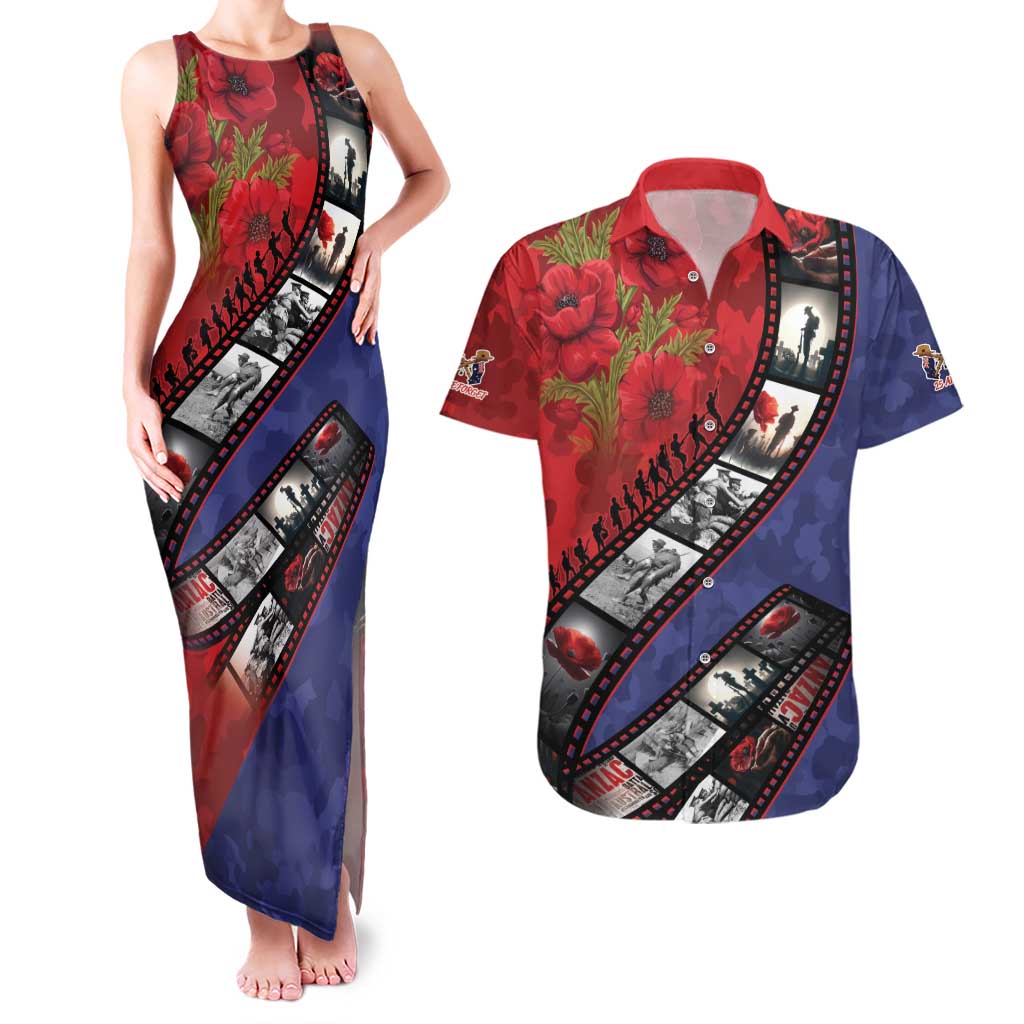 Personalised ANZAC Spirit 1915-2026 Filmstrip Tribute Couples Matching Tank Maxi Dress and Hawaiian Shirt Lest We Forget 25 April