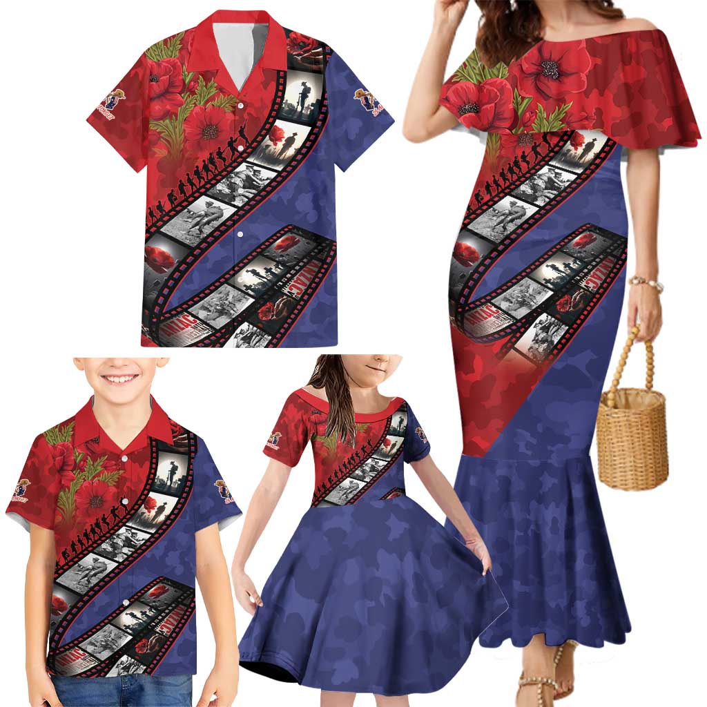 Personalised ANZAC Spirit 1915-2026 Filmstrip Tribute Family Matching Mermaid Dress and Hawaiian Shirt Lest We Forget 25 April
