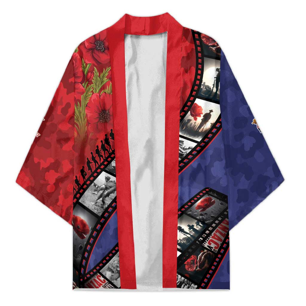 Personalised ANZAC Spirit 1915-2026 Filmstrip Tribute Kimono Lest We Forget 25 April LT9 Unisex Red - Polynesian Pride