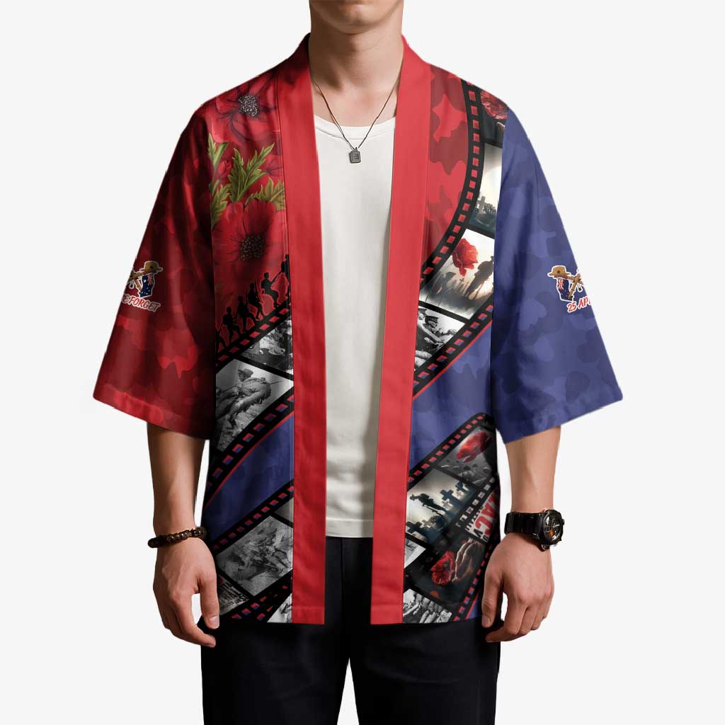 Personalised ANZAC Spirit 1915-2026 Filmstrip Tribute Kimono Lest We Forget 25 April LT9 - Polynesian Pride