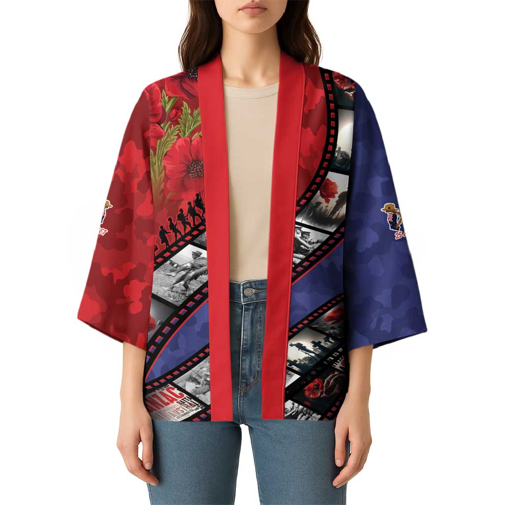 Personalised ANZAC Spirit 1915-2026 Filmstrip Tribute Kimono Lest We Forget 25 April LT9 - Polynesian Pride