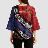 Personalised ANZAC Spirit 1915-2026 Filmstrip Tribute Kimono Sleeve Blouse Lest We Forget 25 April
