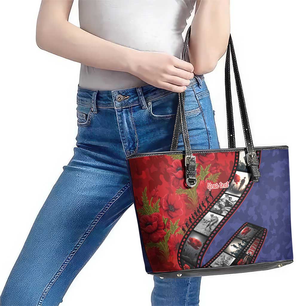 Personalised ANZAC Spirit 1915-2026 Filmstrip Tribute Leather Tote Bag Lest We Forget 25 April
