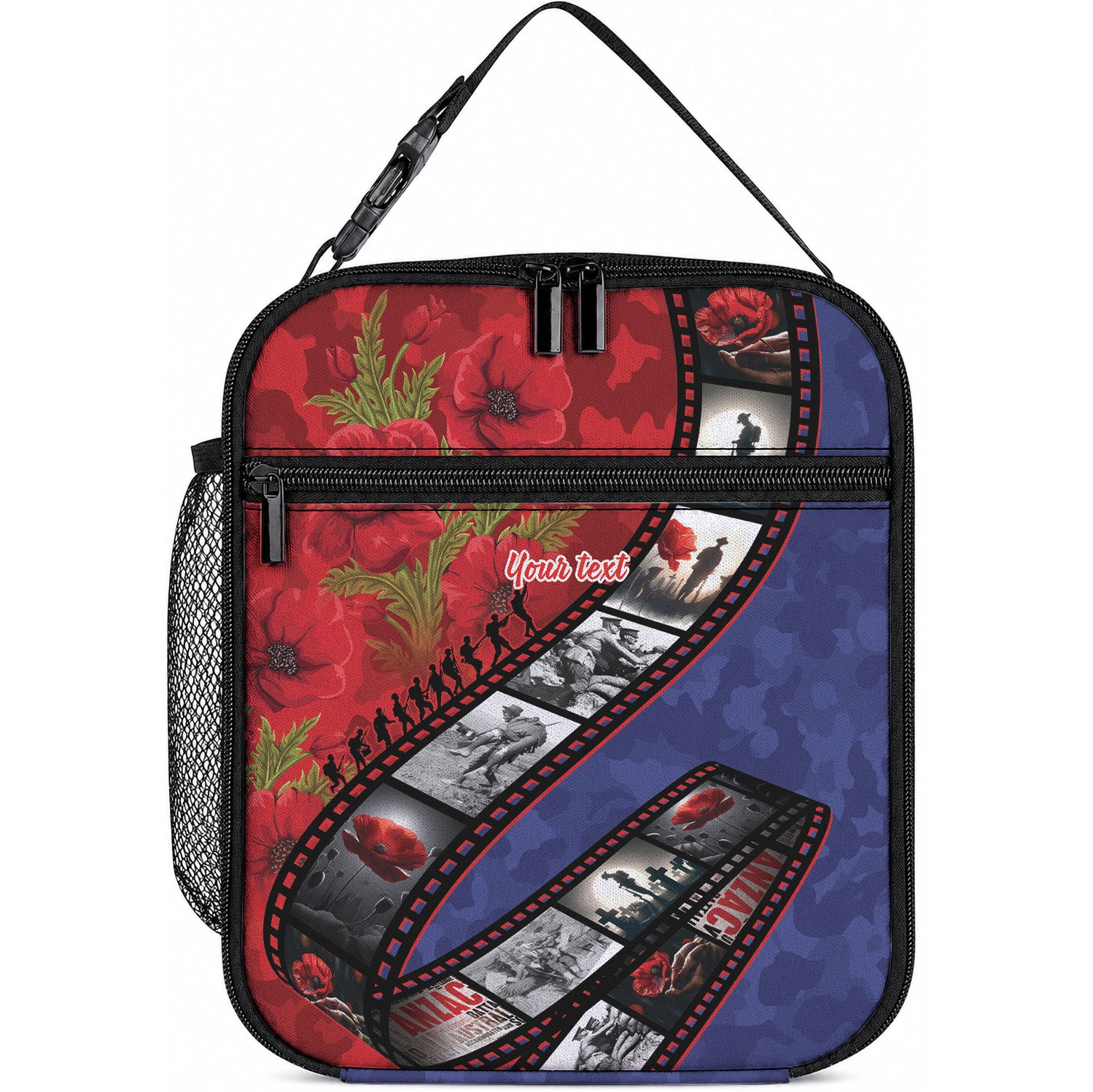 Personalised ANZAC Spirit 1915-2026 Filmstrip Tribute Lunch Bag Lest We Forget 25 April LT9 10.2 × 8.3 × 4.3 inch Red - Polynesian Pride