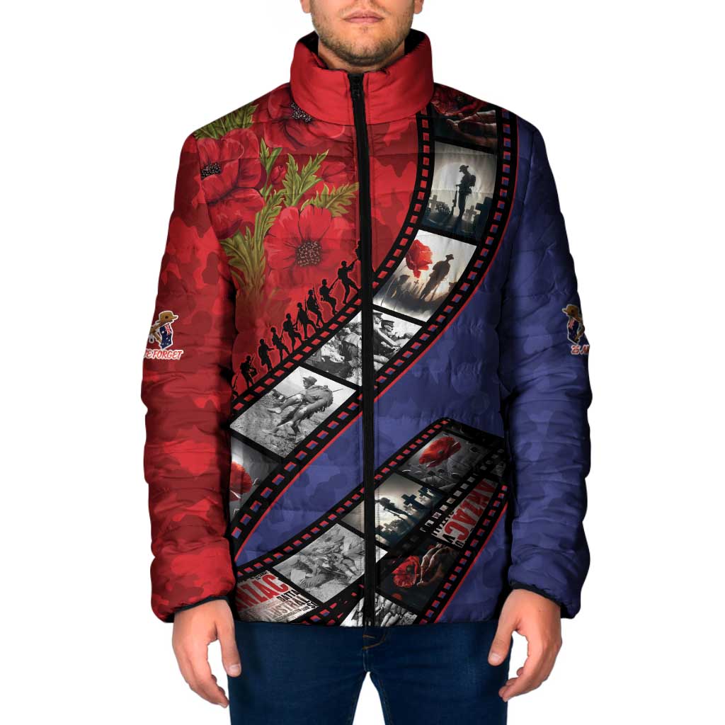 Personalised ANZAC Spirit 1915-2026 Filmstrip Tribute Padded Jacket Lest We Forget 25 April LT9 Men Red - Polynesian Pride