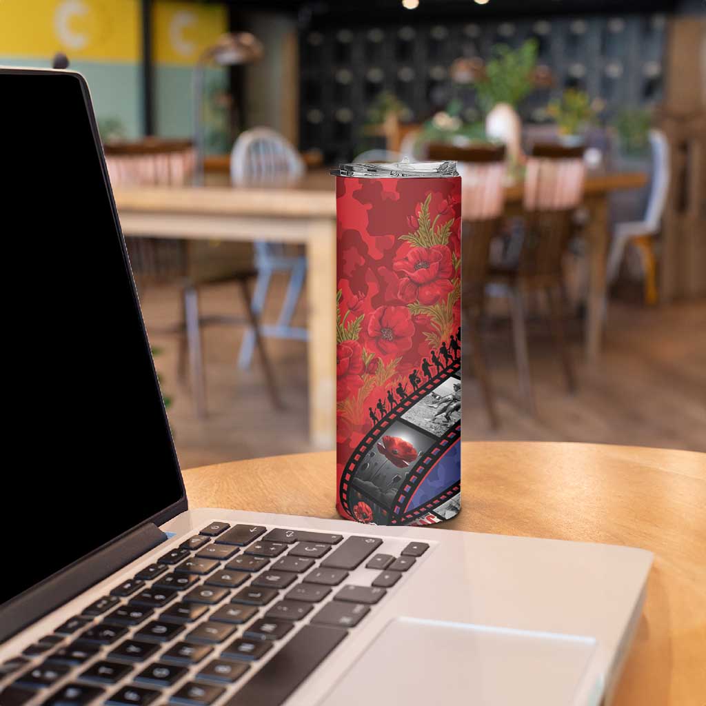 Personalised ANZAC Spirit 1915-2026 Filmstrip Tribute Skinny Tumbler Lest We Forget 25 April