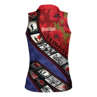 Personalised ANZAC Spirit 1915-2026 Filmstrip Tribute Women Sleeveless Polo Shirt Lest We Forget 25 April
