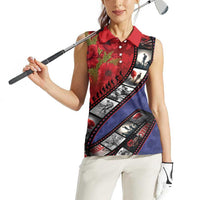 Personalised ANZAC Spirit 1915-2026 Filmstrip Tribute Women Sleeveless Polo Shirt Lest We Forget 25 April