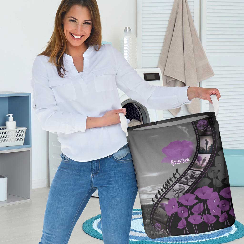 Personalised Remembering ANZAC Lest We Forget Laundry Basket Vintage Film Frame Memorial Purple Poppy LT9 - Polynesian Pride