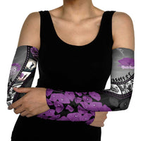 Personalised Remembering ANZAC Lest We Forget Arm Sleeves Vintage Film Frame Memorial Purple Poppy