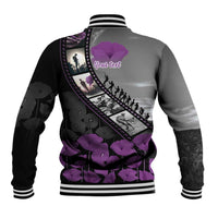 Personalised Remembering ANZAC Lest We Forget Baseball Jacket Vintage Film Frame Memorial Purple Poppy