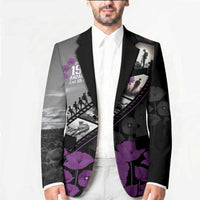 Personalised Remembering ANZAC Lest We Forget Blazer Vintage Film Frame Memorial Purple Poppy