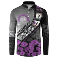 Personalised Remembering ANZAC Lest We Forget Button Sweatshirt Vintage Film Frame Memorial Purple Poppy