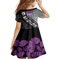 Personalised Remembering ANZAC Lest We Forget Family Matching Off Shoulder Maxi Dress and Hawaiian Shirt Vintage Film Frame Memorial Purple Poppy