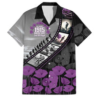 Personalised Remembering ANZAC Lest We Forget Hawaiian Shirt Vintage Film Frame Memorial Purple Poppy LT9 Purple - Polynesian Pride