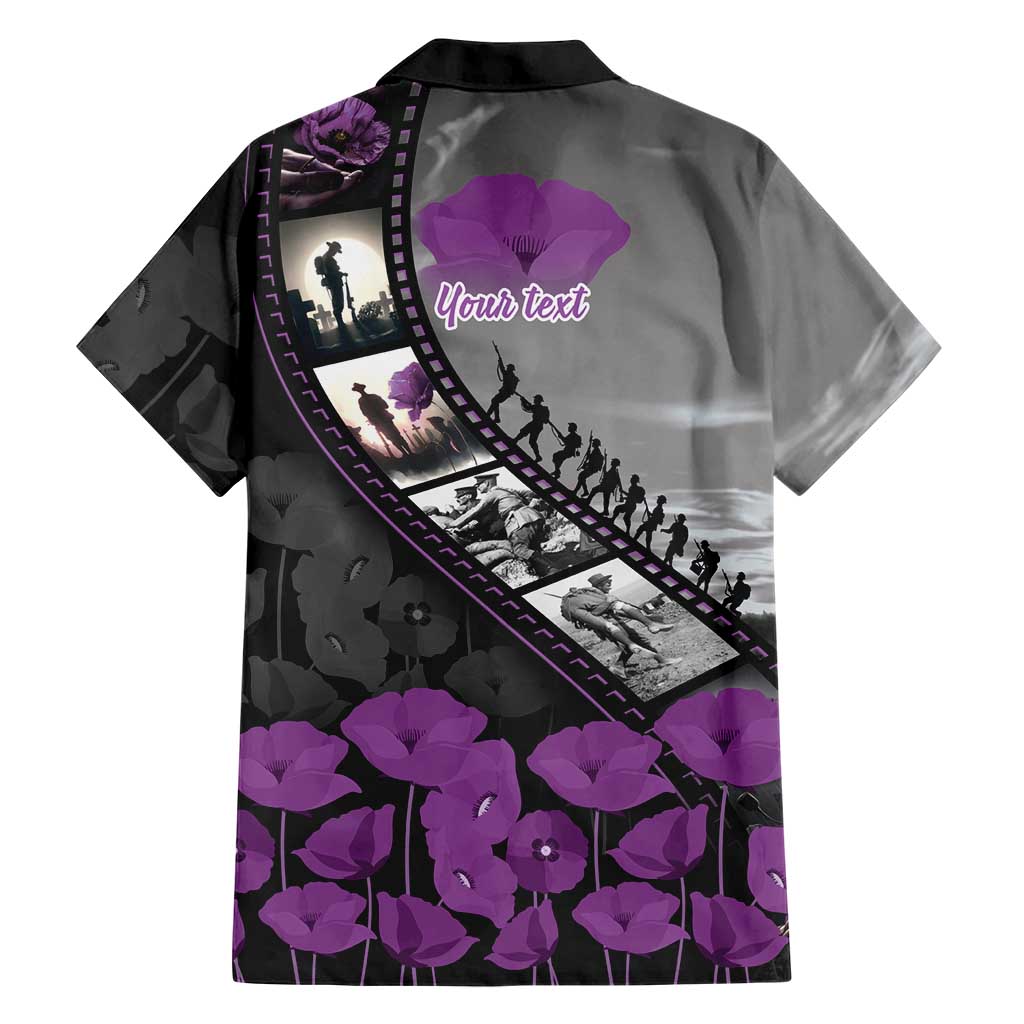 Personalised Remembering ANZAC Lest We Forget Hawaiian Shirt Vintage Film Frame Memorial Purple Poppy LT9 - Polynesian Pride