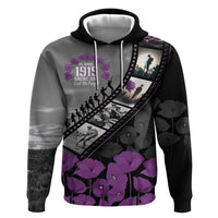 Personalised Remembering ANZAC Lest We Forget Hoodie Vintage Film Frame Memorial Purple Poppy
