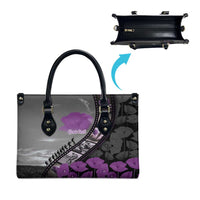 Personalised Remembering ANZAC Lest We Forget Leather Bag Vintage Film Frame Memorial Purple Poppy