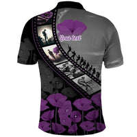 Personalised Remembering ANZAC Lest We Forget Polo Shirt Vintage Film Frame Memorial Purple Poppy LT9 - Polynesian Pride