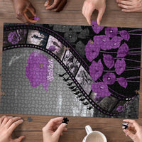 Personalised Remembering ANZAC Lest We Forget Puzzle Vintage Film Frame Memorial Purple Poppy