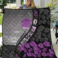 Personalised Remembering ANZAC Lest We Forget Quilt Vintage Film Frame Memorial Purple Poppy