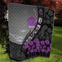 Personalised Remembering ANZAC Lest We Forget Quilt Vintage Film Frame Memorial Purple Poppy