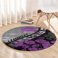 Personalised Remembering ANZAC Lest We Forget Round Carpet Vintage Film Frame Memorial Purple Poppy