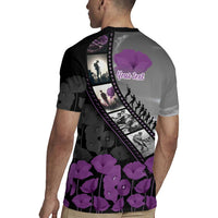 Personalised Remembering ANZAC Lest We Forget Rugby Jersey Vintage Film Frame Memorial Purple Poppy LT9 - Polynesian Pride