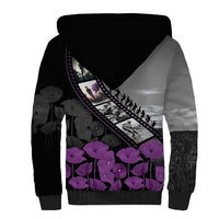 Personalised Remembering ANZAC Lest We Forget Sherpa Hoodie Vintage Film Frame Memorial Purple Poppy