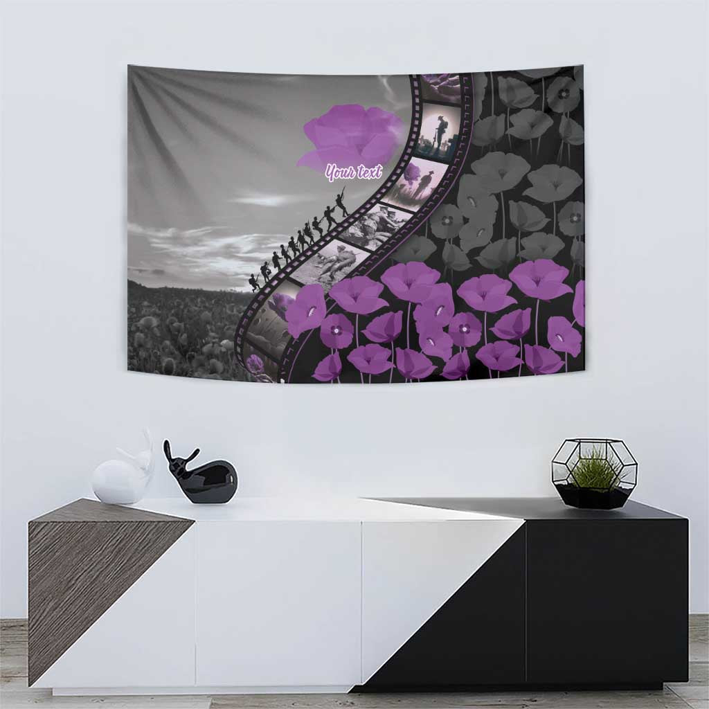 Personalised Remembering ANZAC Lest We Forget Tapestry Vintage Film Frame Memorial Purple Poppy LT9 - Polynesian Pride