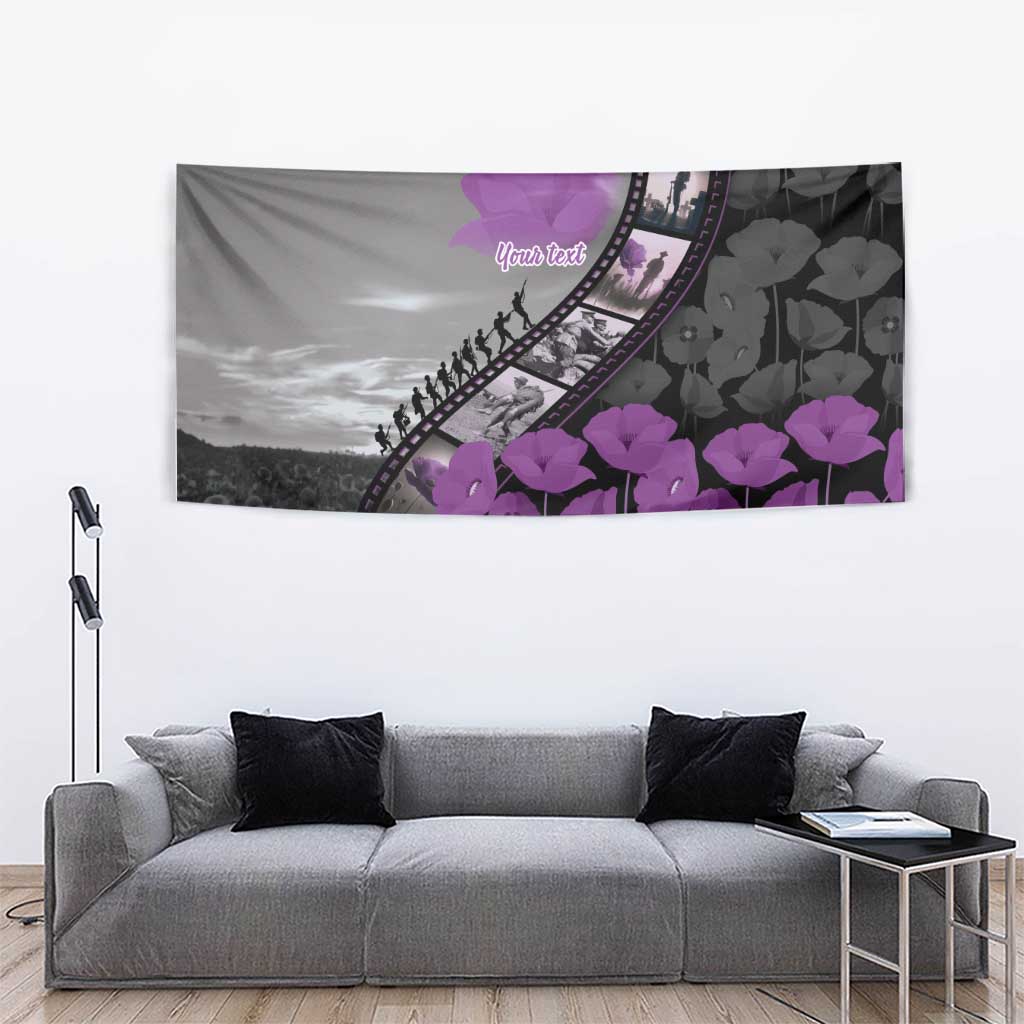 Personalised Remembering ANZAC Lest We Forget Tapestry Vintage Film Frame Memorial Purple Poppy LT9 - Polynesian Pride