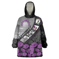 Personalised Remembering ANZAC Lest We Forget Wearable Blanket Hoodie Vintage Film Frame Memorial Purple Poppy LT9 One Size Purple - Polynesian Pride